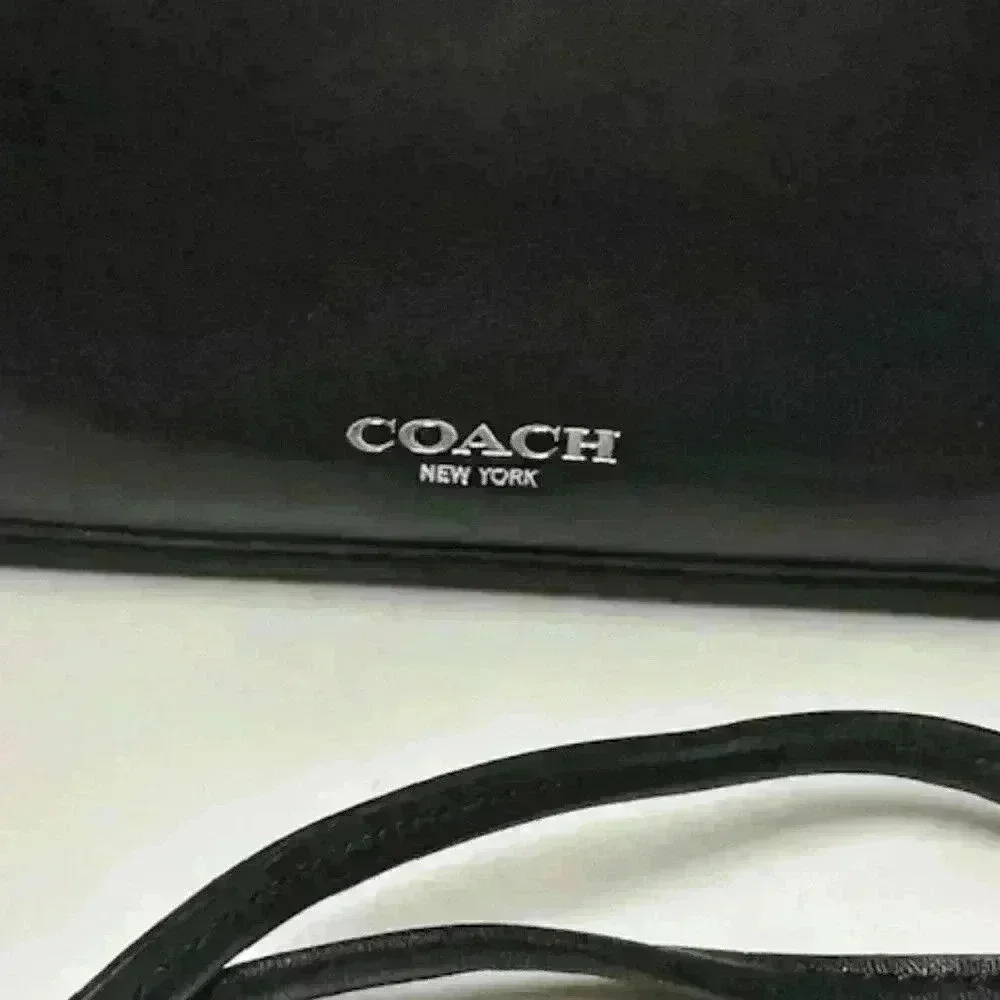 Coach Penelope 23403 Black Leather Turnlock Flap Crossbody Shoulder Bag Purse - Picture 3 of 13